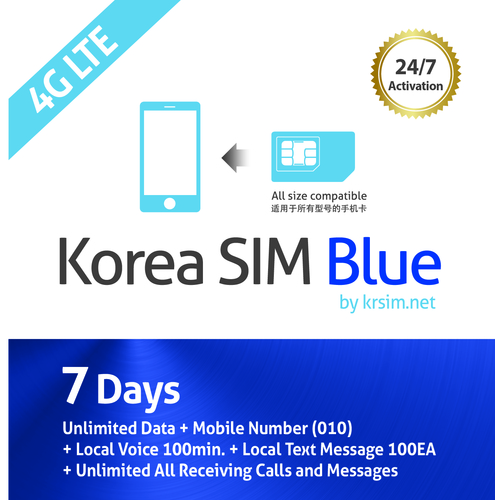 Korea Sim Card Blue 4g Lte Unlimited Data Local Voice Korea Sim Card Best Unlimited Data Usim For Trip